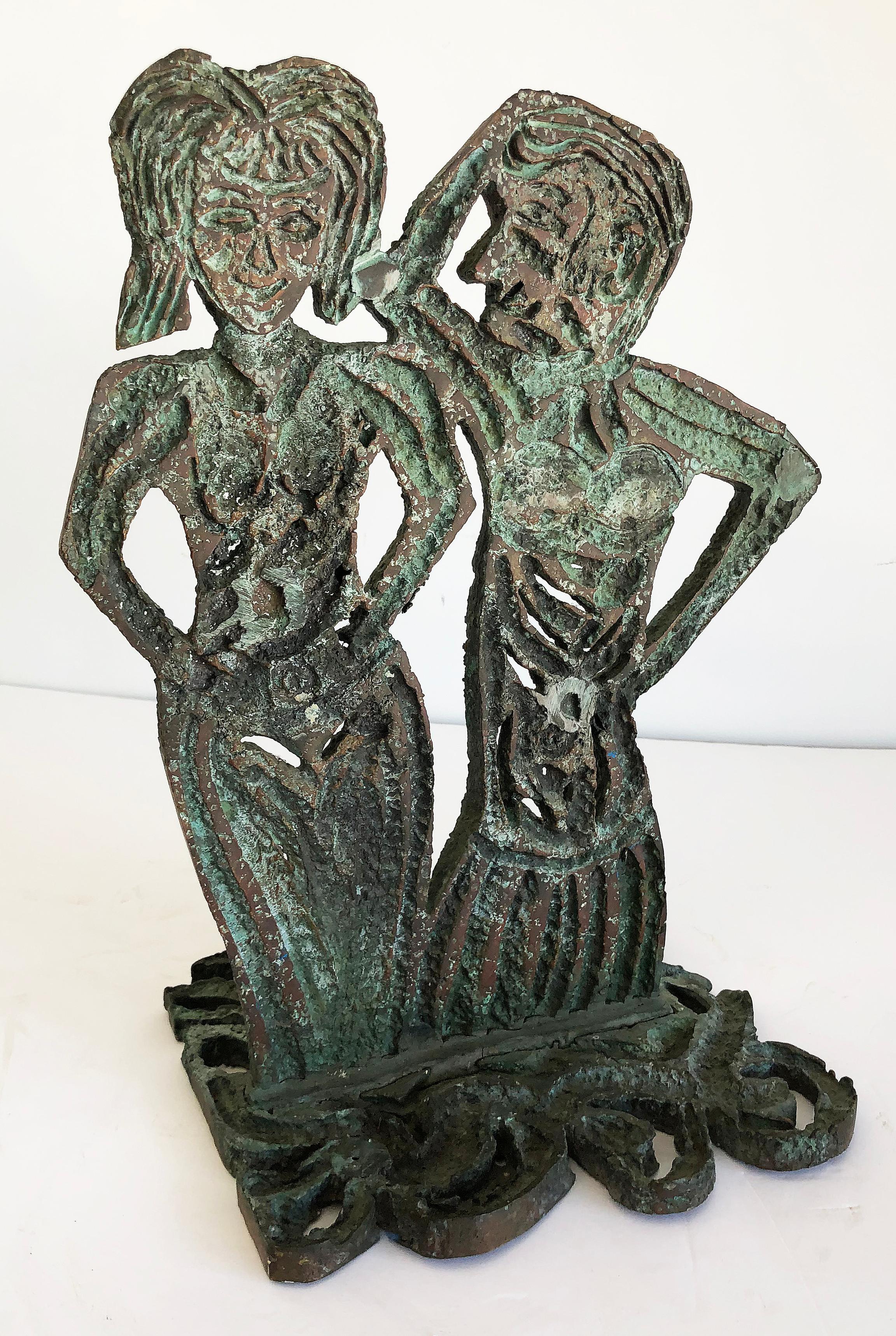 Late 20th Century Brutalist Bronze Figurative Sculpture by Davis David, 1993 For Sale