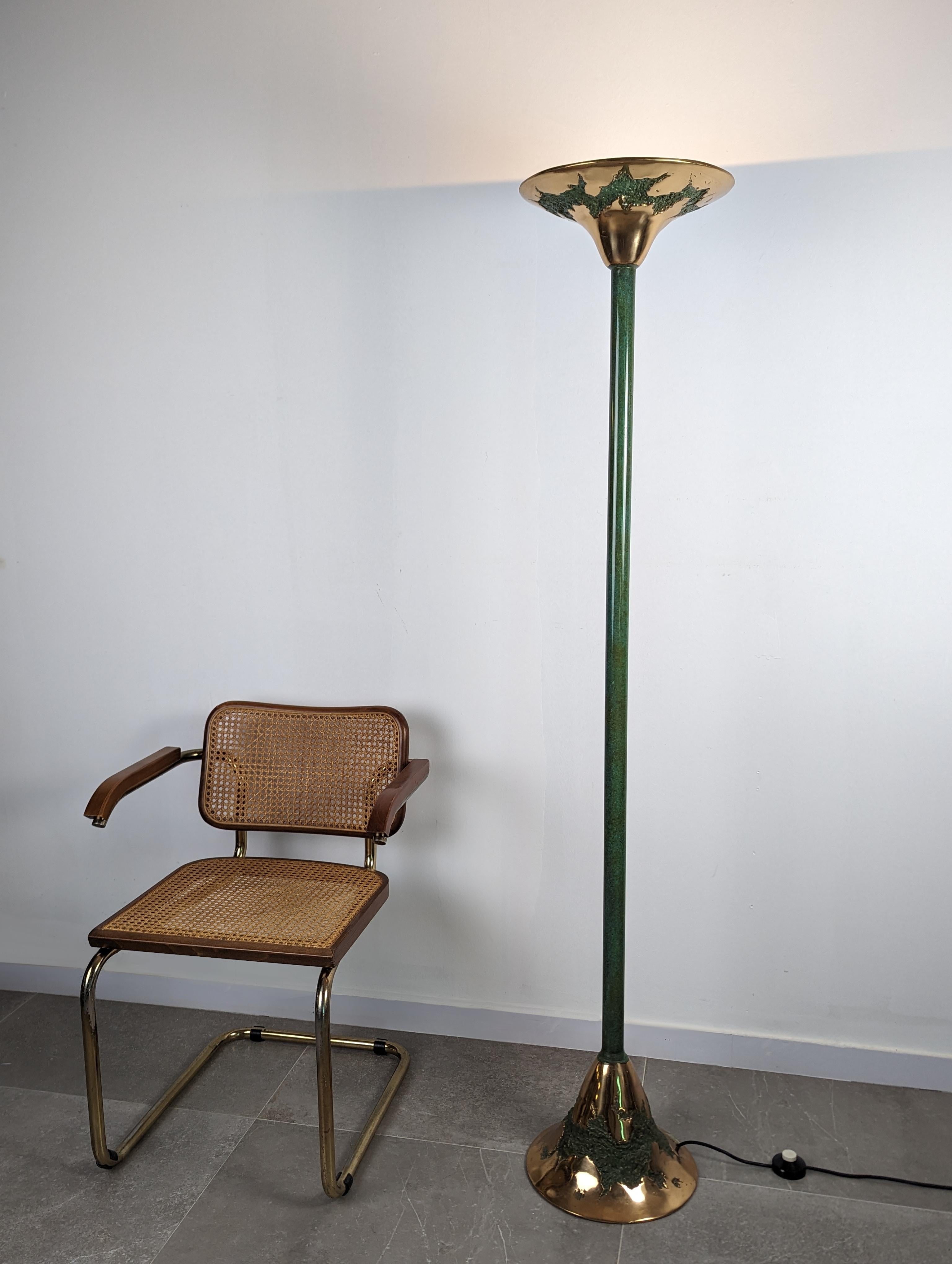 European Brutalist bronze floor lamp by Valentí For Sale