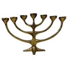 Brutalist bronze harjes Menorah candle holder , 1960s