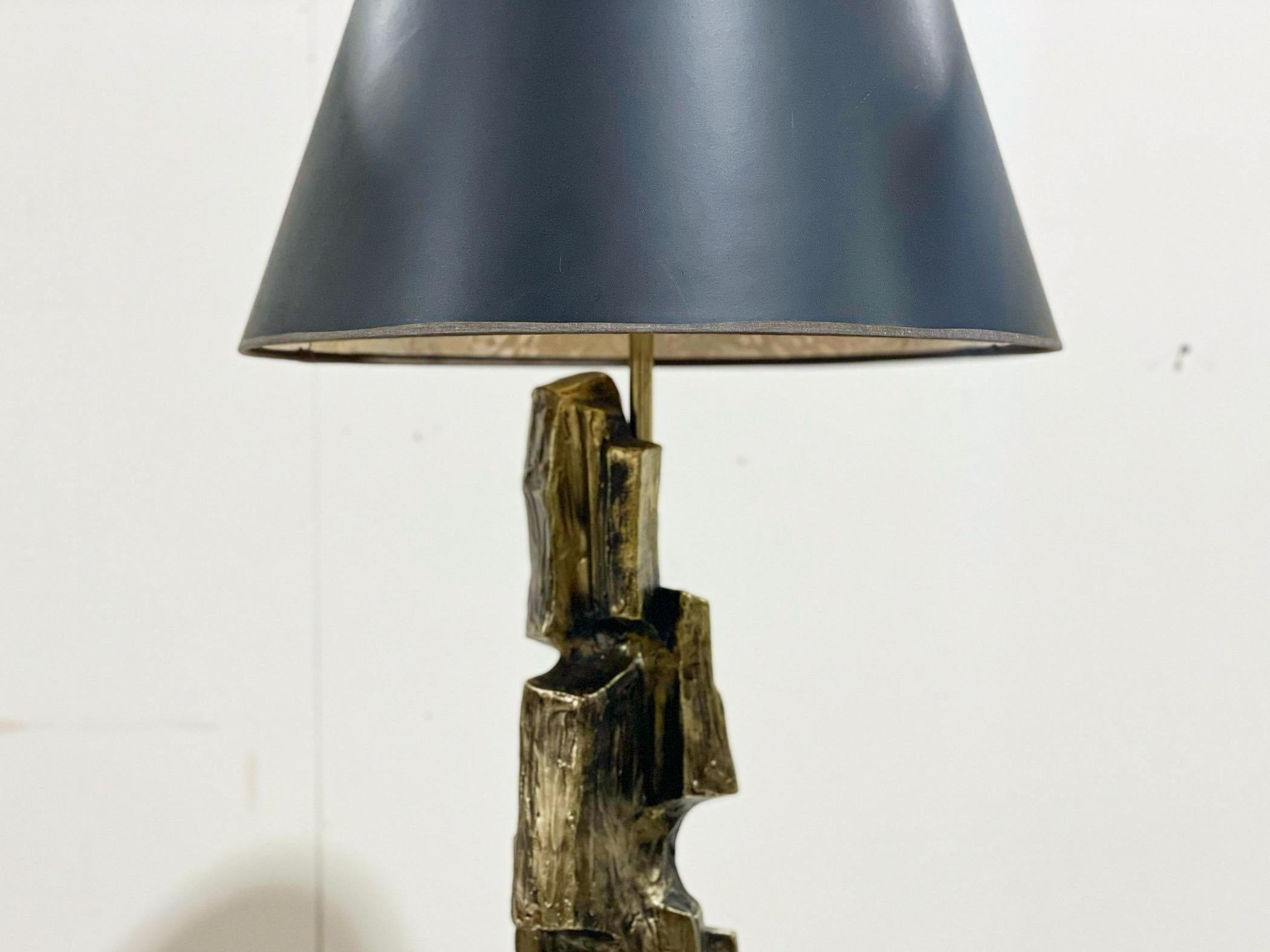 Brutalist Bronze Lamp by Richard Barr for Laurel Lamp Co, After Tempestini 4