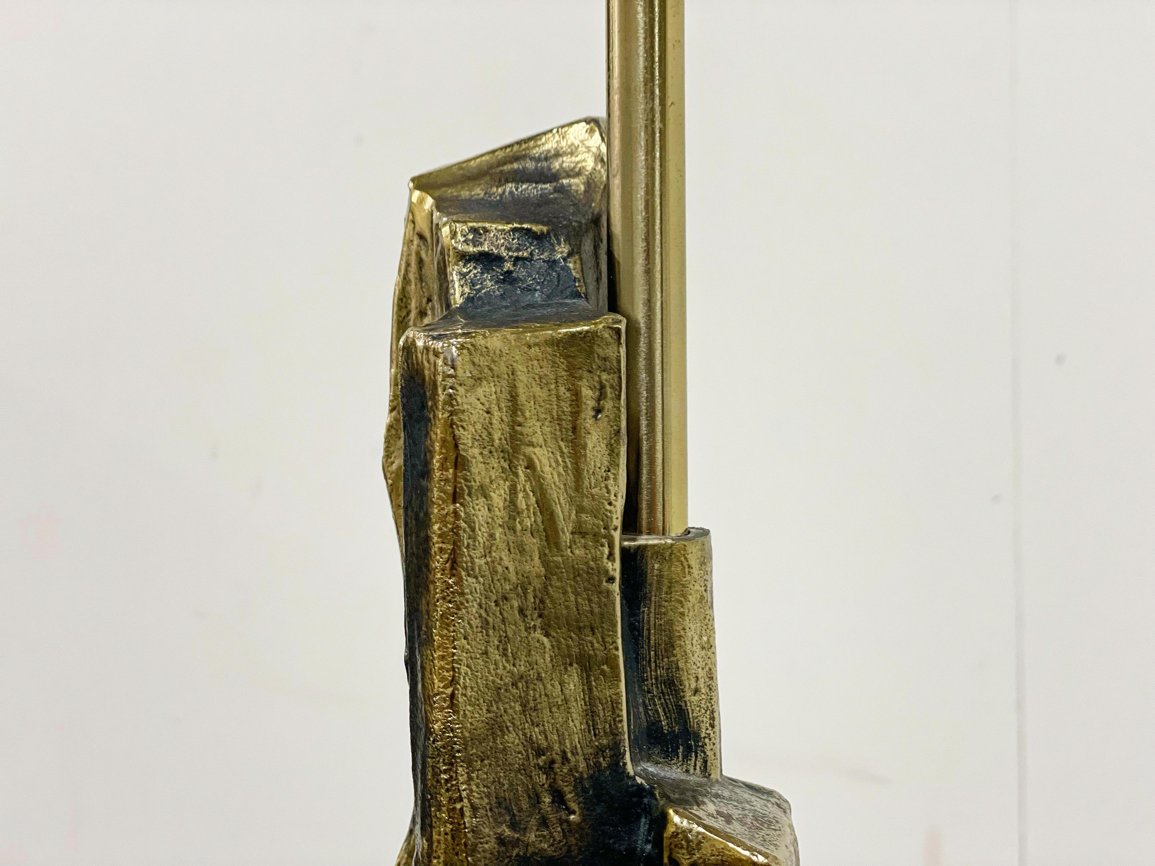 Brutalist Bronze Lamp by Richard Barr for Laurel Lamp Co, After Tempestini 1