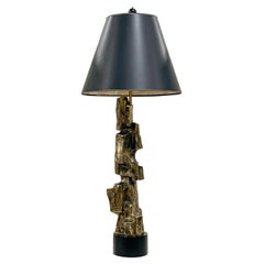 Brutalist Bronze Lamp by Richard Barr for Laurel Lamp Co, After Tempestini