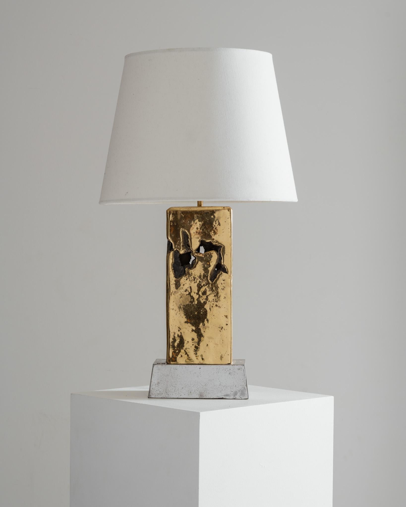 Lámpara de bronce brutalista, David Marshall, años 80 en venta 3