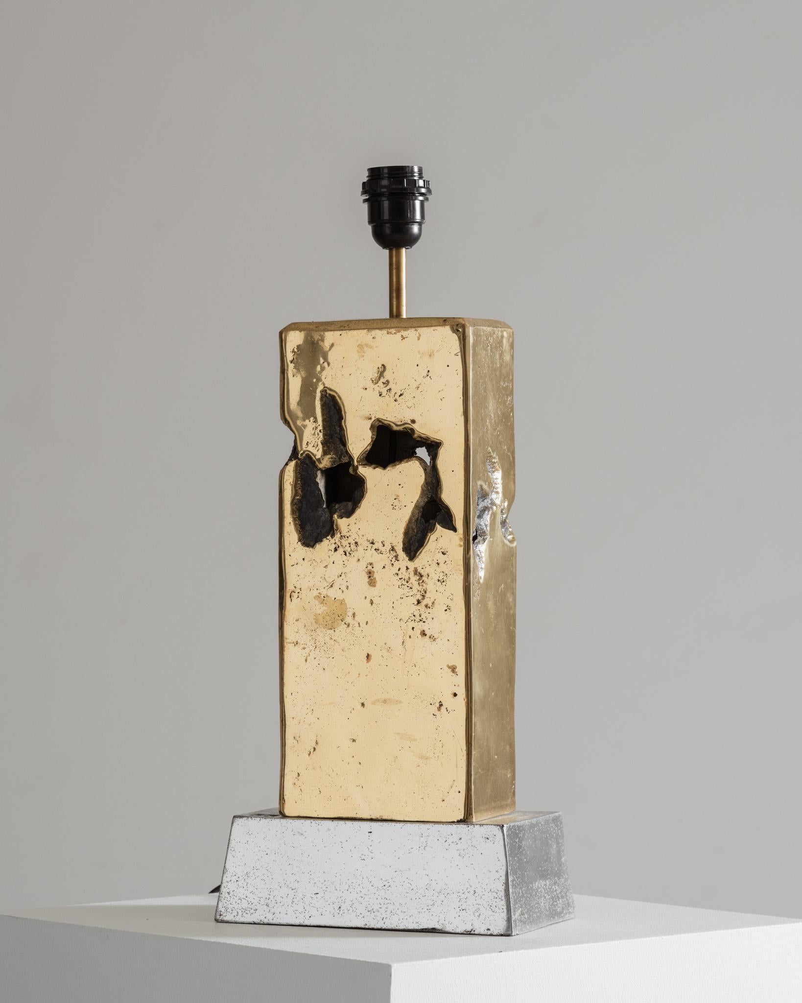 Lámpara de bronce brutalista, David Marshall, años 80 en venta 5