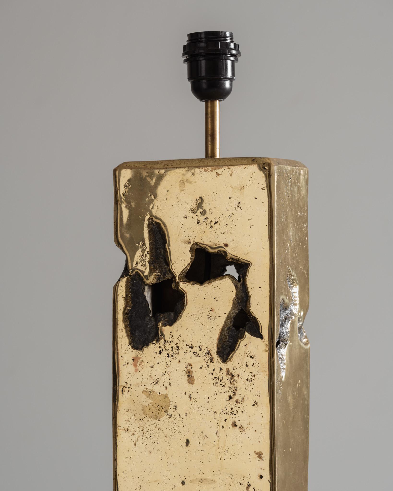 Lámpara de bronce brutalista, David Marshall, años 80 en venta 6