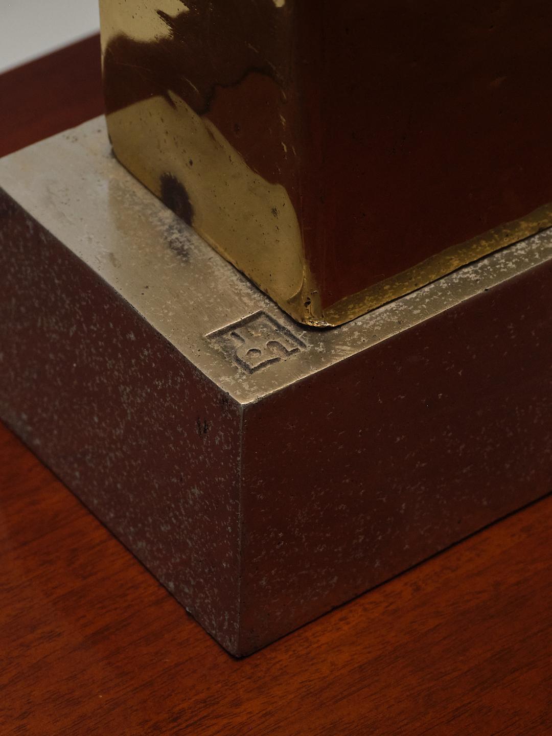 Lámpara de bronce brutalista, David Marshall, años 80 finales del siglo XX en venta
