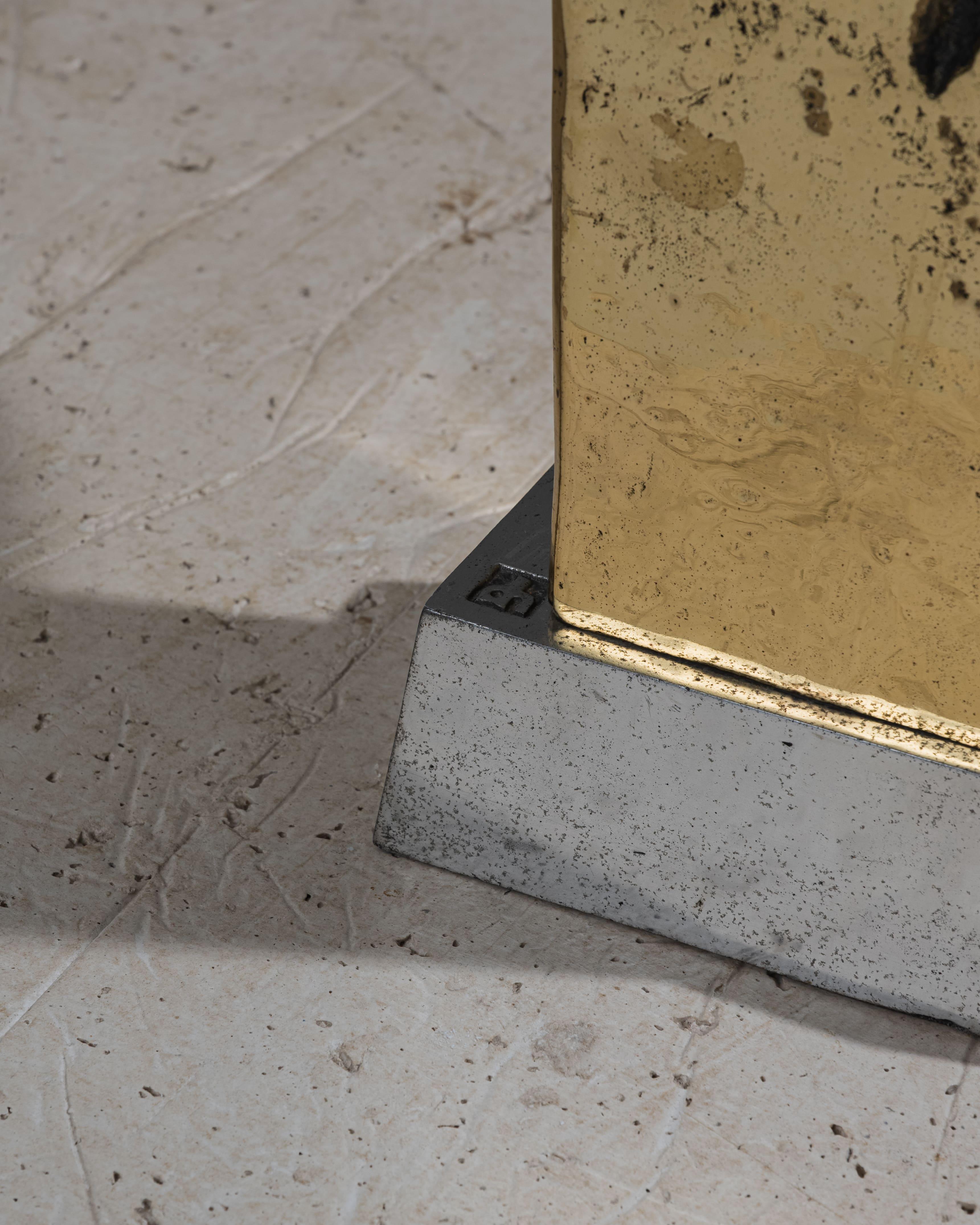 Lámpara de bronce brutalista, David Marshall, década de 1980 en venta 2