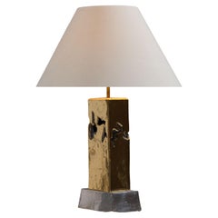 Brutalist bronze lamp, David Marshall, 1980s