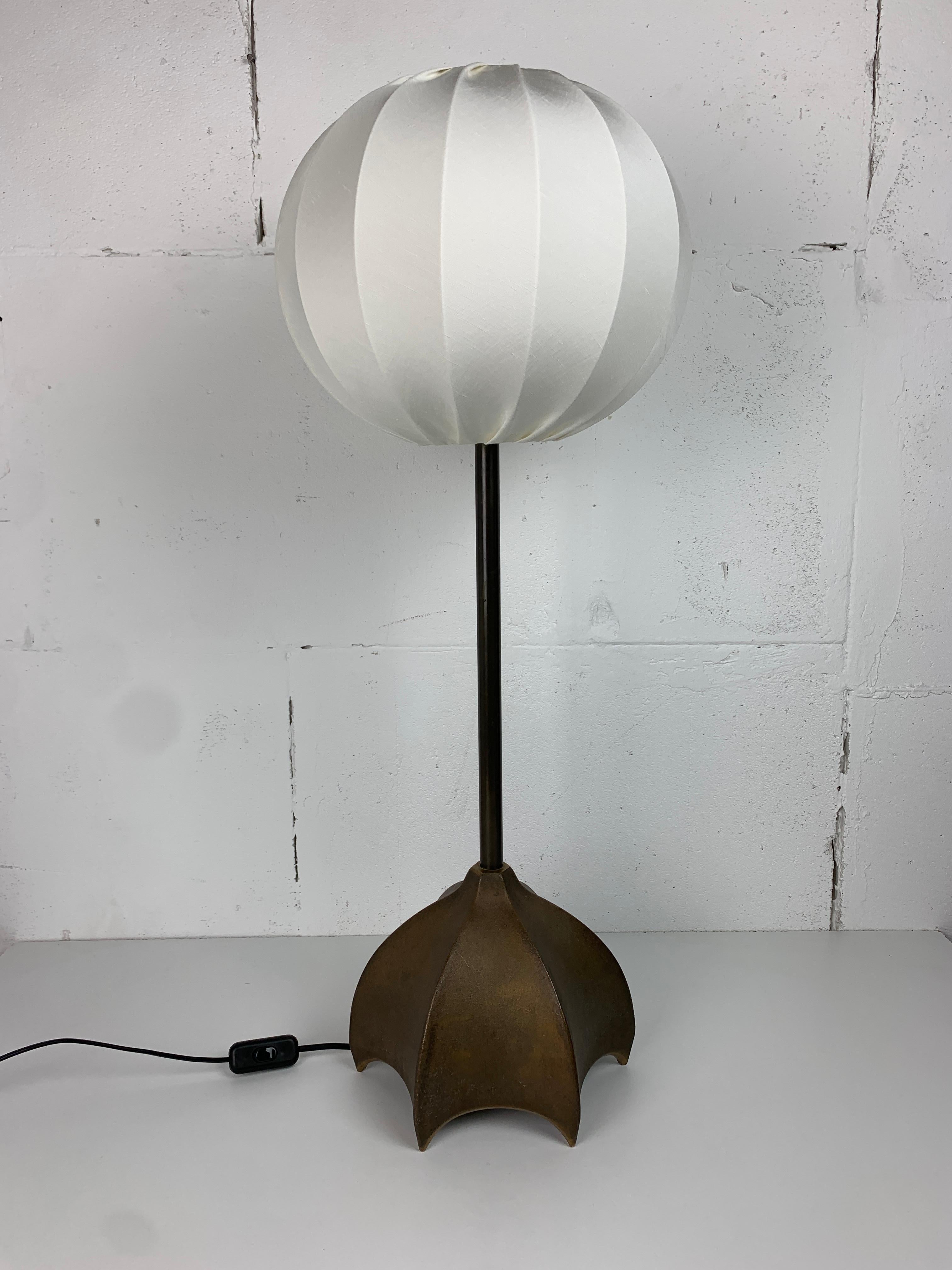 Brutalist bronze large cocoon table lamp, Dutch 1990s For Sale 5