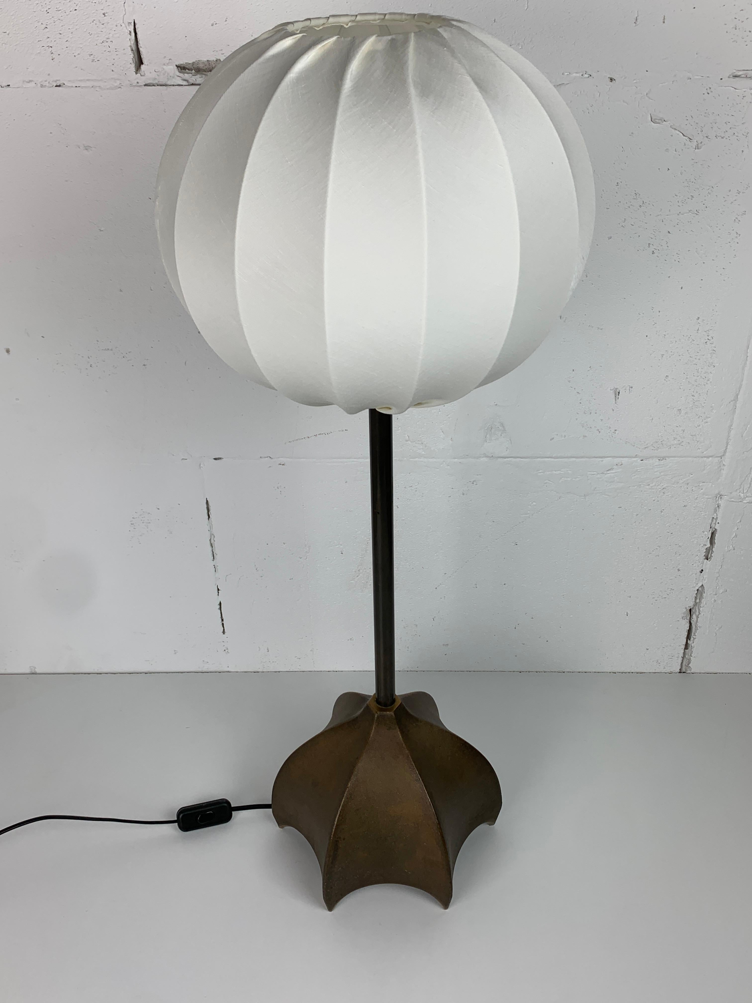 Brutalist bronze large cocoon table lamp, Dutch 1990s For Sale 6
