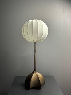 Brutalist bronze large cocoon table lamp, Dutch 1990s