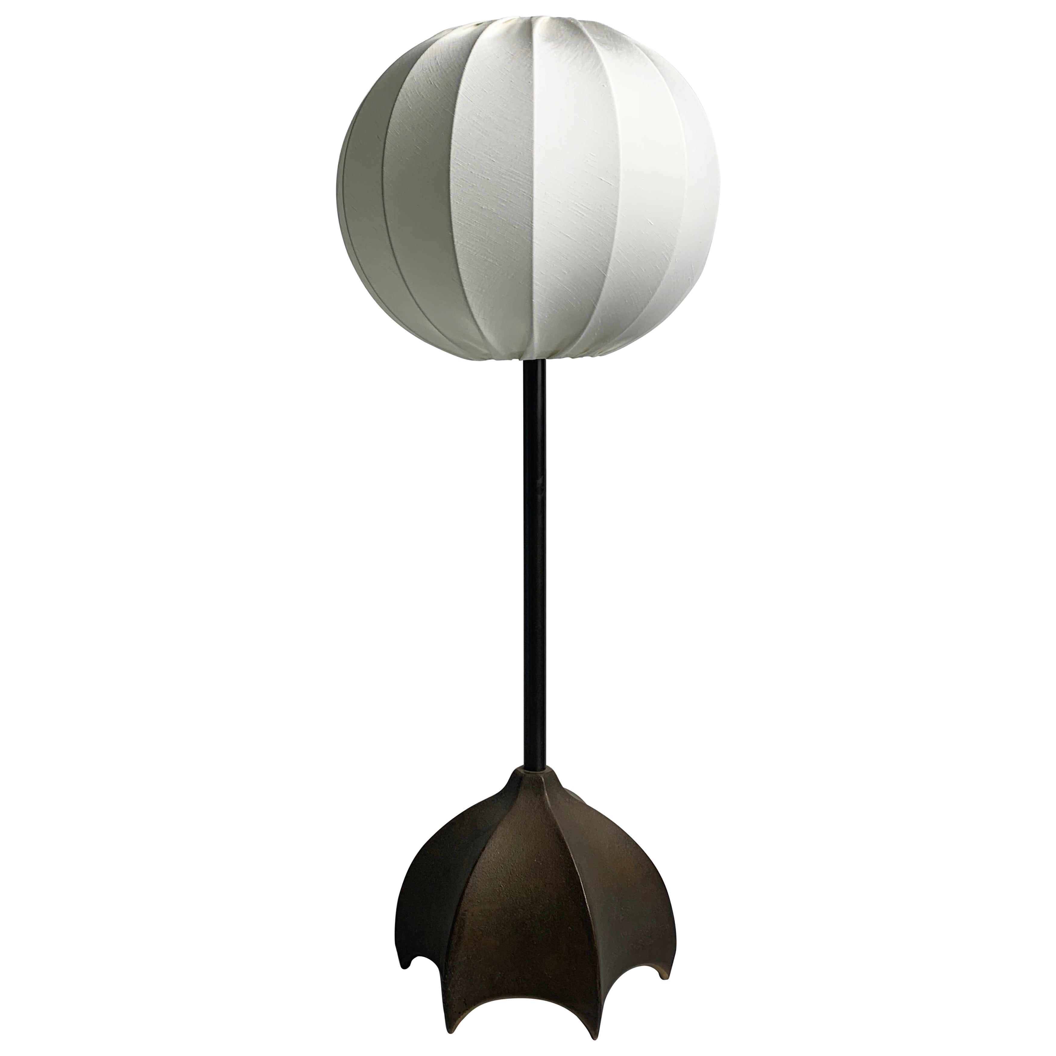 Brutalist bronze large cocoon table lamp, Dutch 1990s For Sale