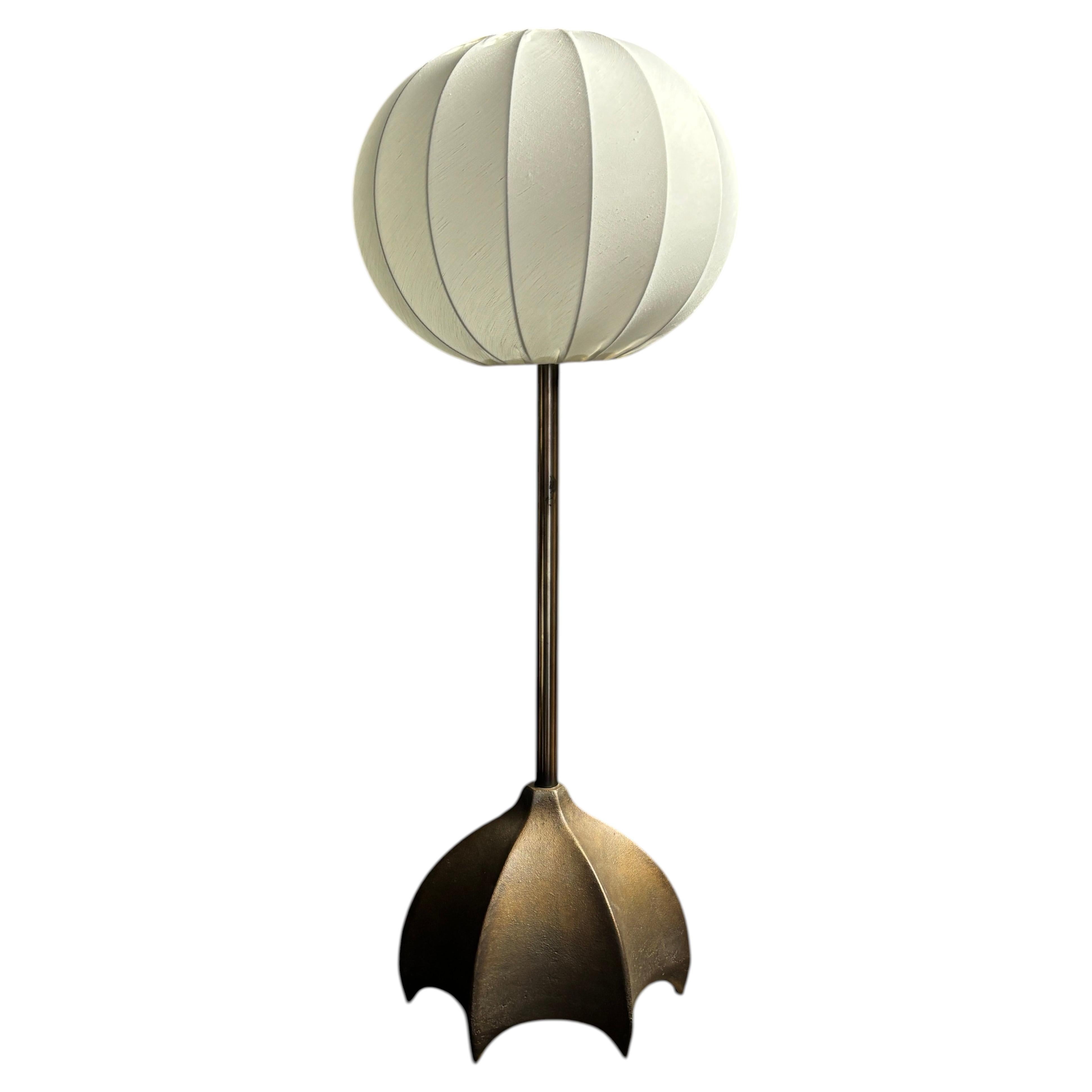 Brutalist bronze large cocoon table lamp, Dutch 1990s For Sale