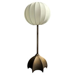 Brutalist bronze large cocoon table lamp, Dutch 1990s