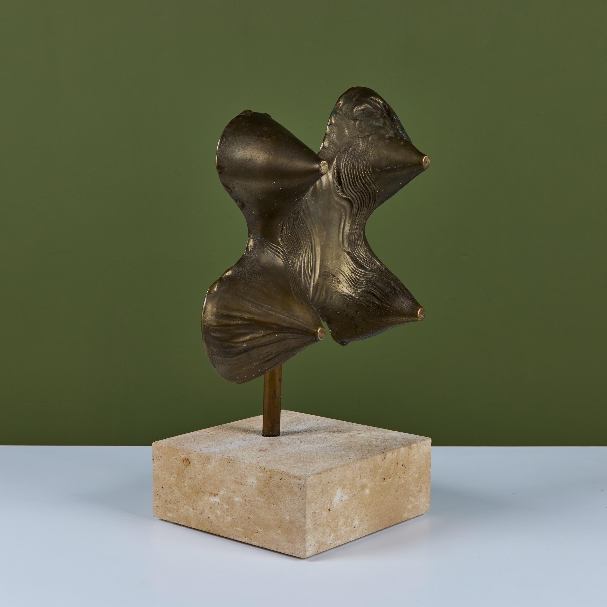 20th Century Brutalist Bronze Mounted Sculpture For Sale
