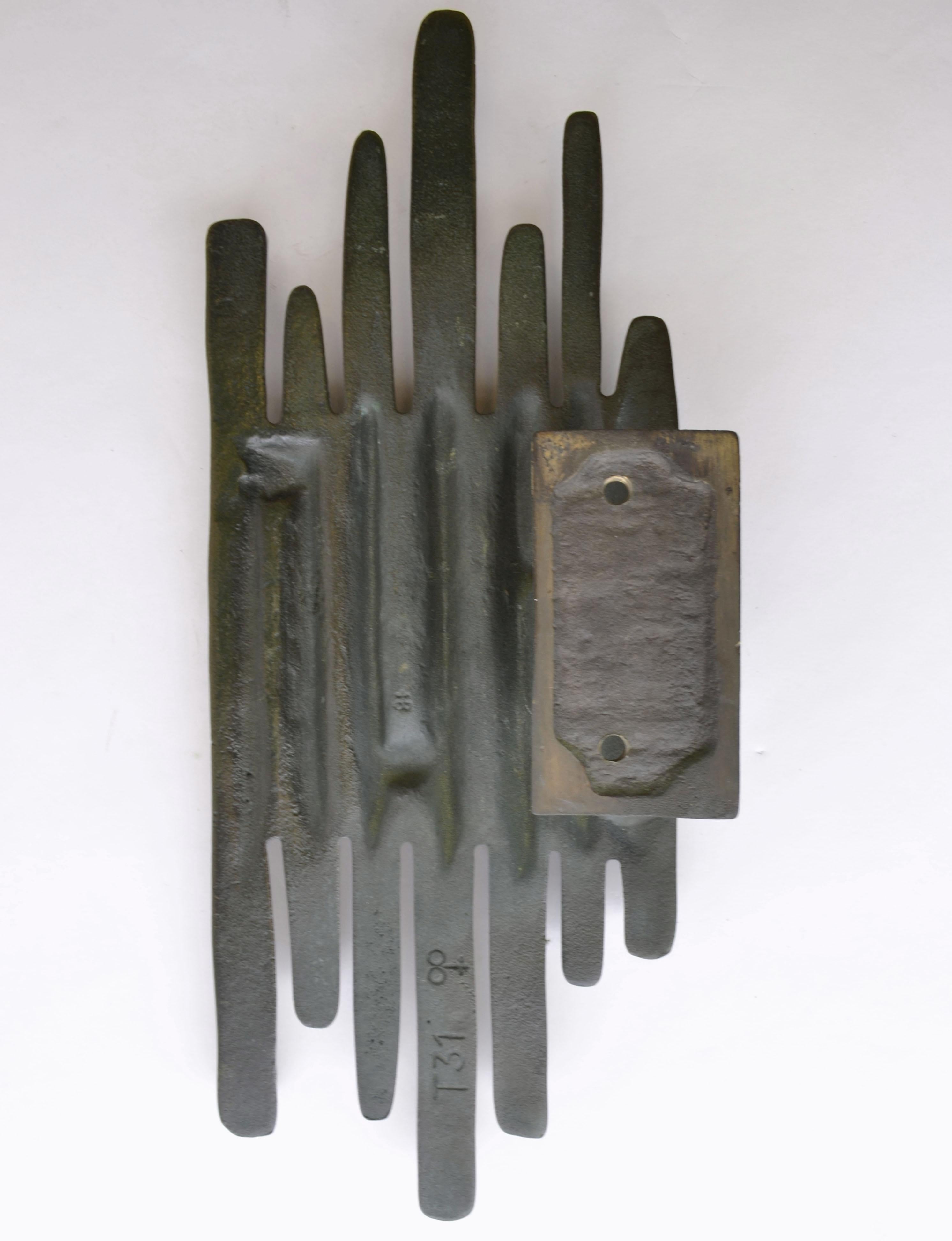 Brutalist Bronze Pair of Push and Pull Door Handles 9