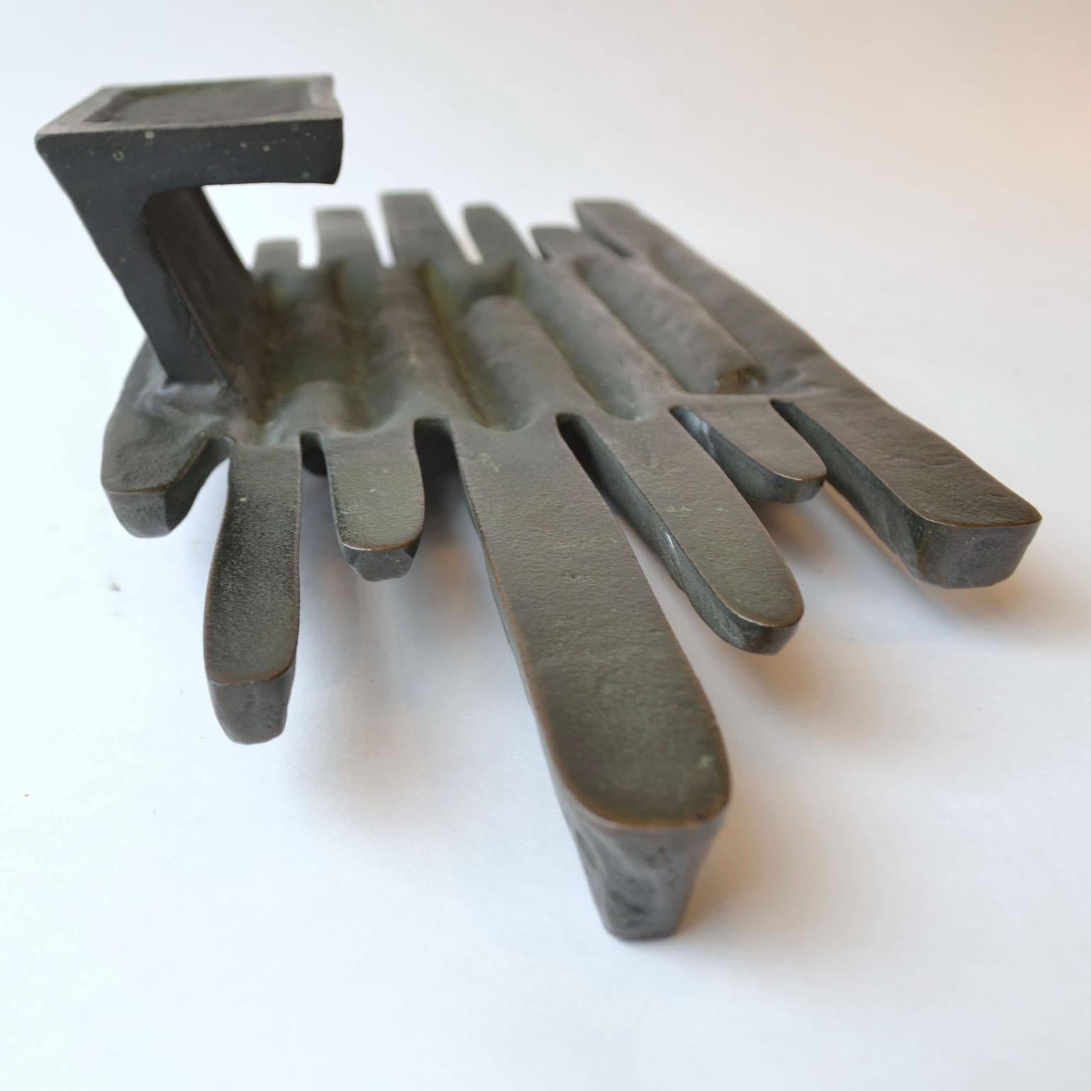 Brutalist Bronze Pair of Push and Pull Door Handles 10