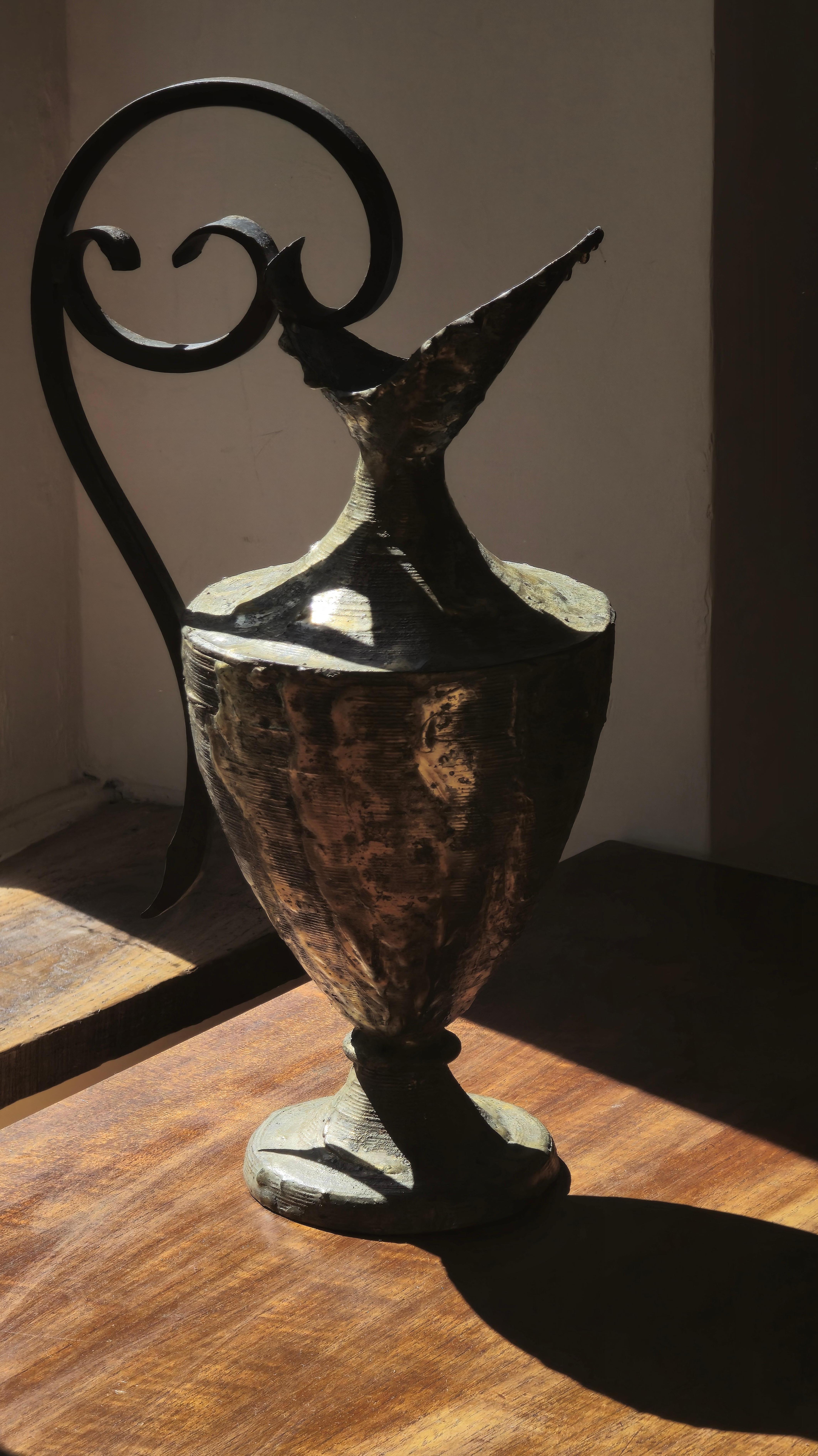 French Brutalist Bronze Pitcher by Max Bré, France, circa 1970 For Sale