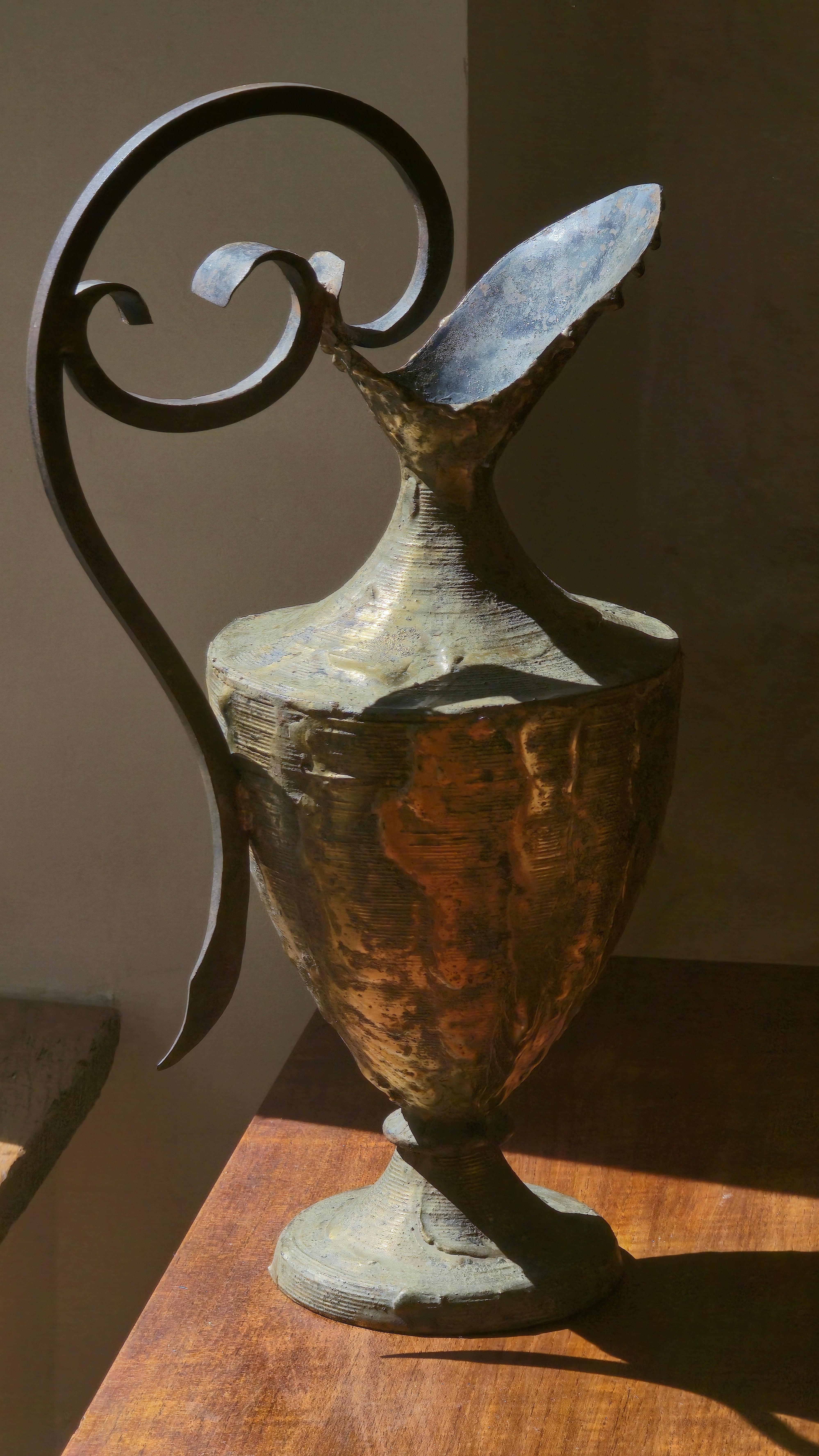 Late 20th Century Brutalist Bronze Pitcher by Max Bré, France, circa 1970 For Sale