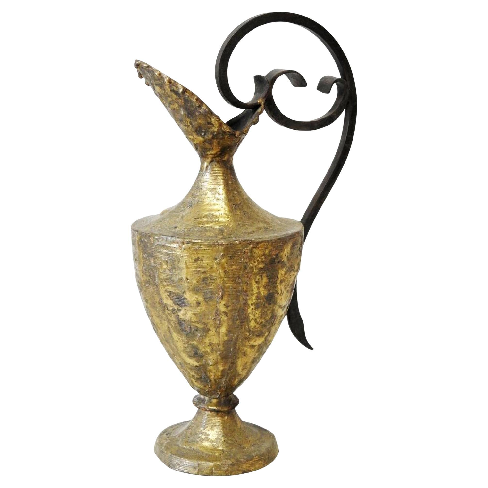 Brutalist Bronze Pitcher by Max Bré, France, circa 1970 For Sale
