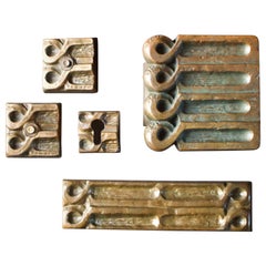 Used Brutalist Bronze Push or Pull Door Handle Set with Abstract Design, 20th Century