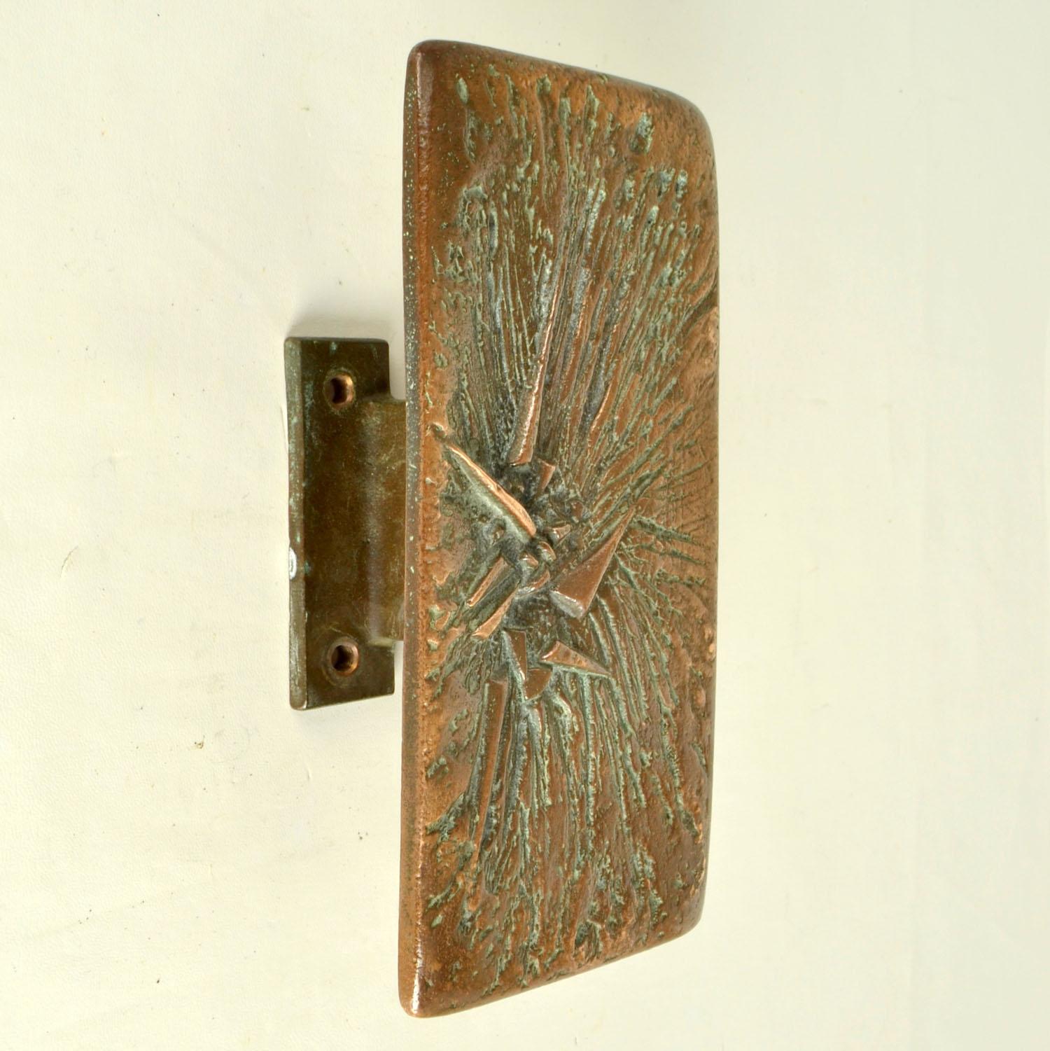 Cast Brutalist Bronze Door Handles and Letterbox with Dynamic Relief For Sale