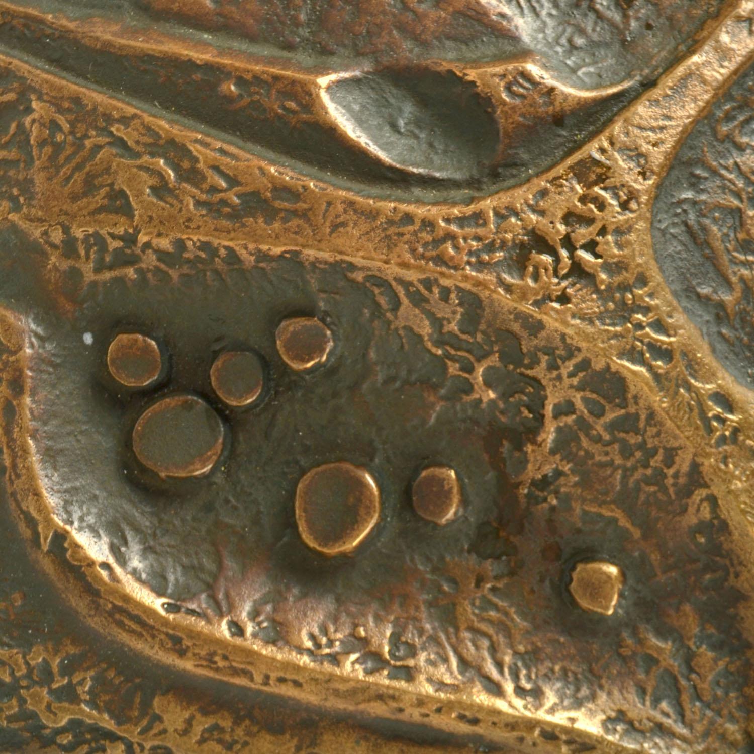 Cast Brutalist Bronze Door Handles, Bel and Key Hole with Organic Relief