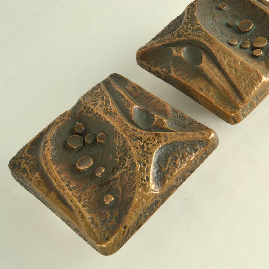 Brutalist Bronze Door Handles, Bel and Key Hole with Organic Relief 1