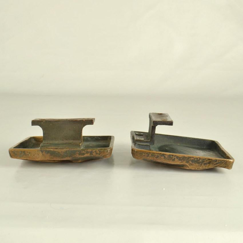 Brutalist Bronze Door Handles, Bel and Key Hole with Organic Relief 2