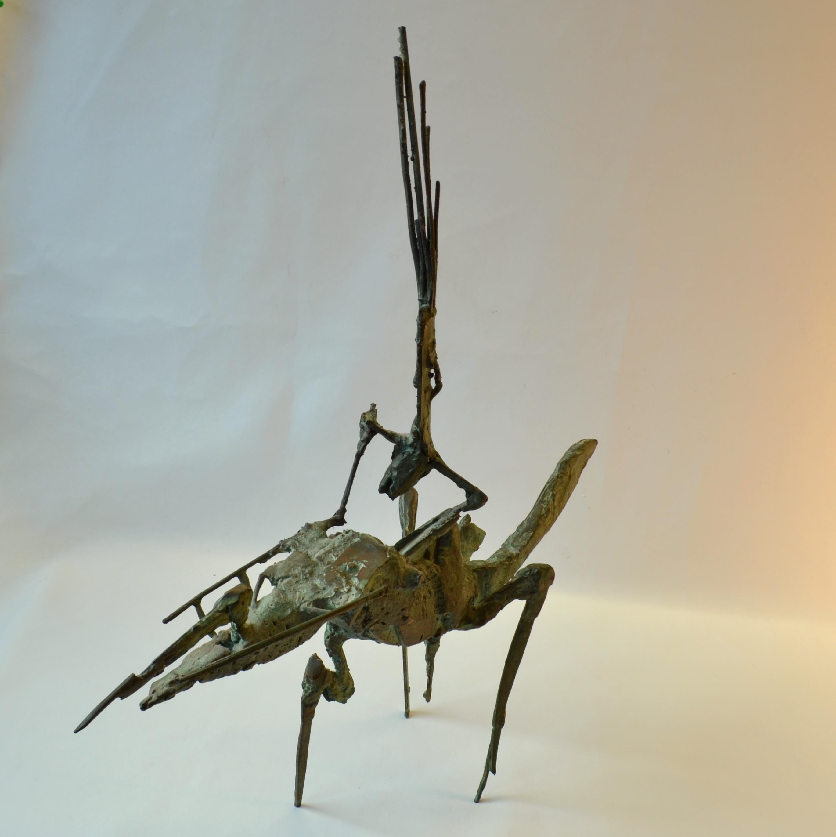 Hand-Crafted Expressionist Bronze Sculpture of Acrobat on Horse by Dutch Artist Jacobs For Sale