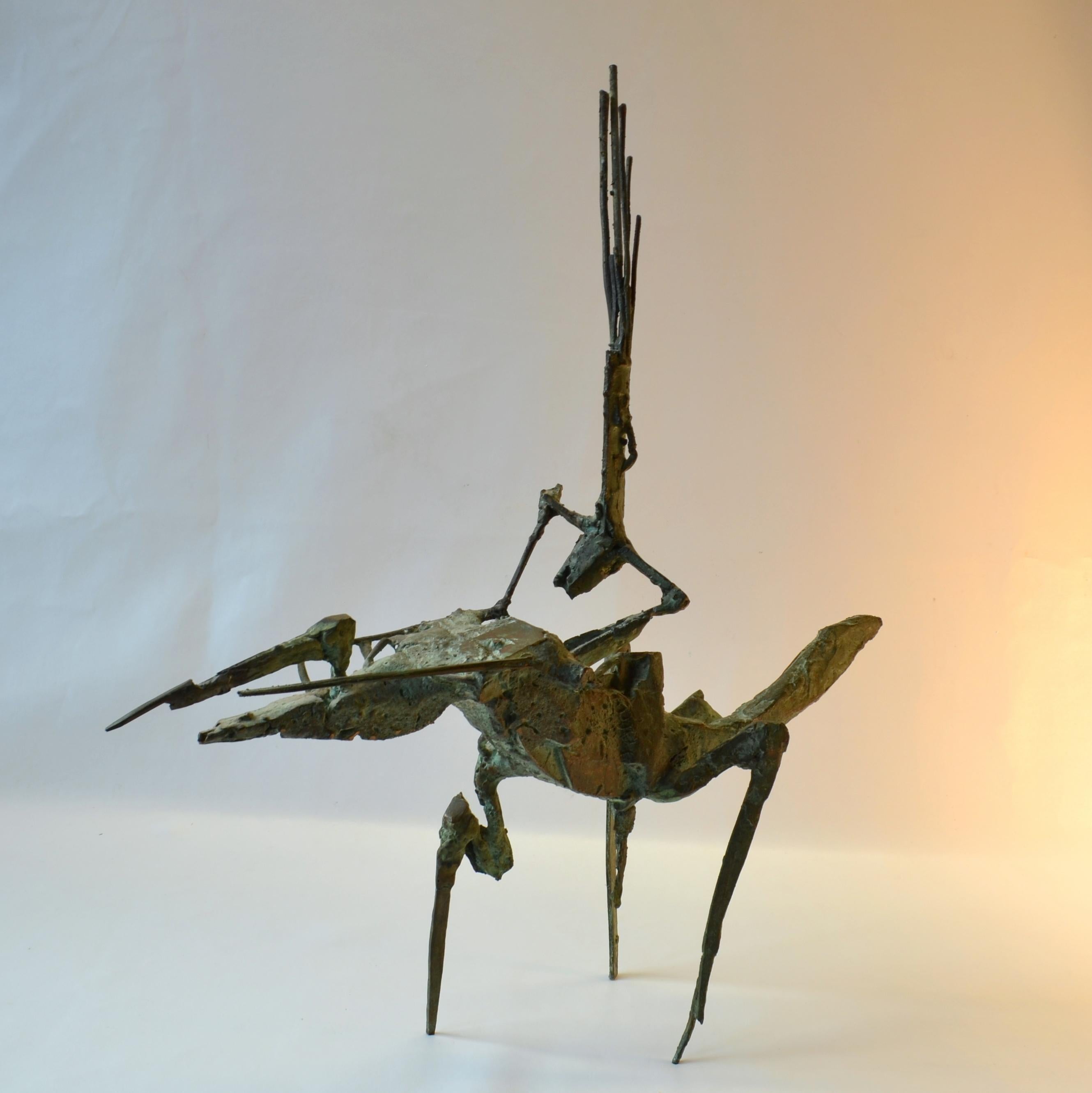 Mid-20th Century Expressionist Bronze Sculpture of Acrobat on Horse by Dutch Artist Jacobs For Sale