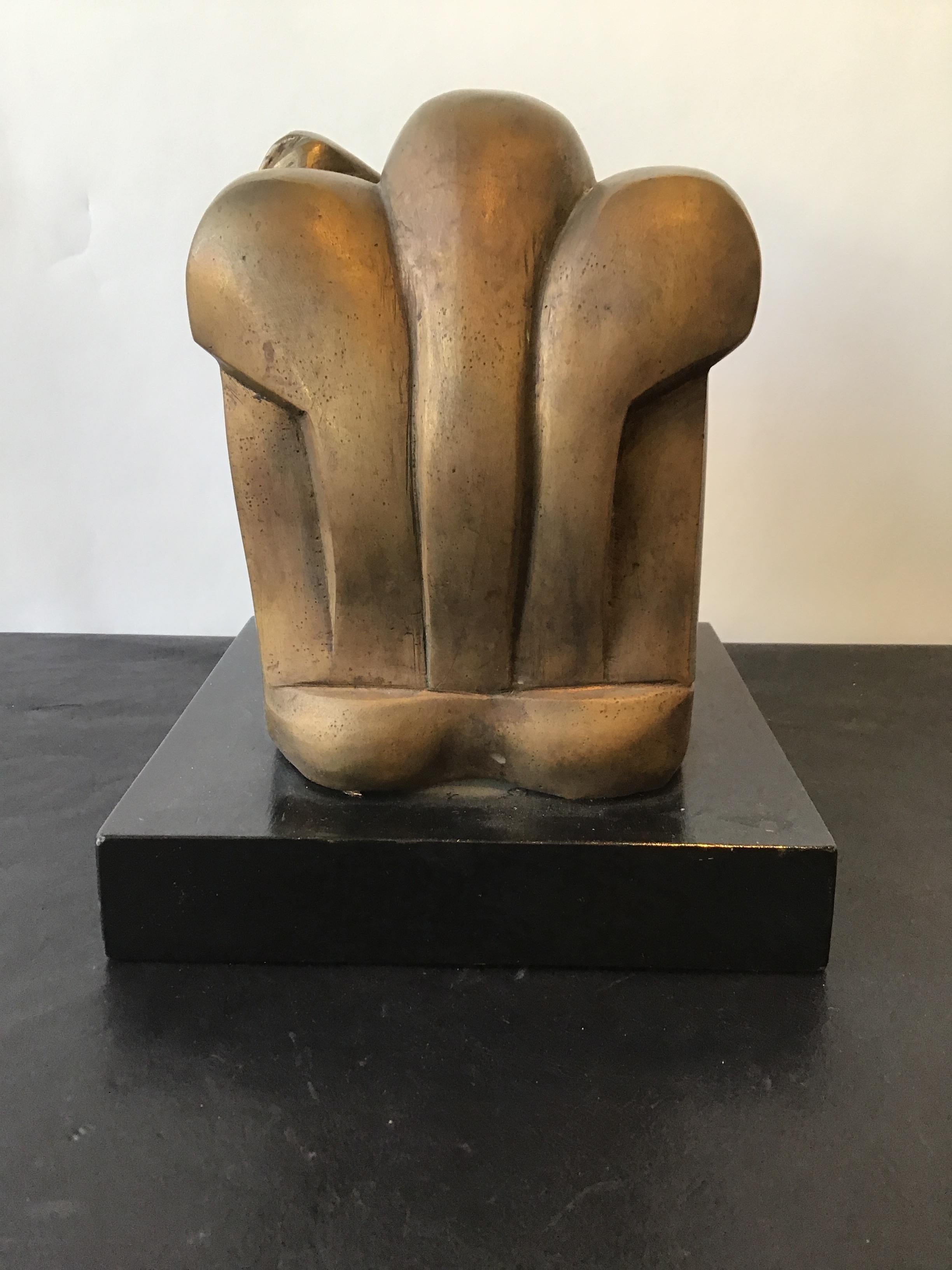 Late 20th Century Brutalist Bronze Sculpture of Sitting Man Signed Angelo For Sale