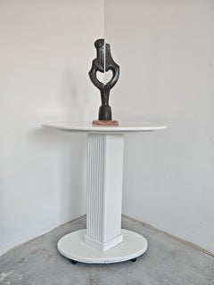 Brutalist Bronze Sculpture on red marble base by unknown artist, Yugoslavia 1970