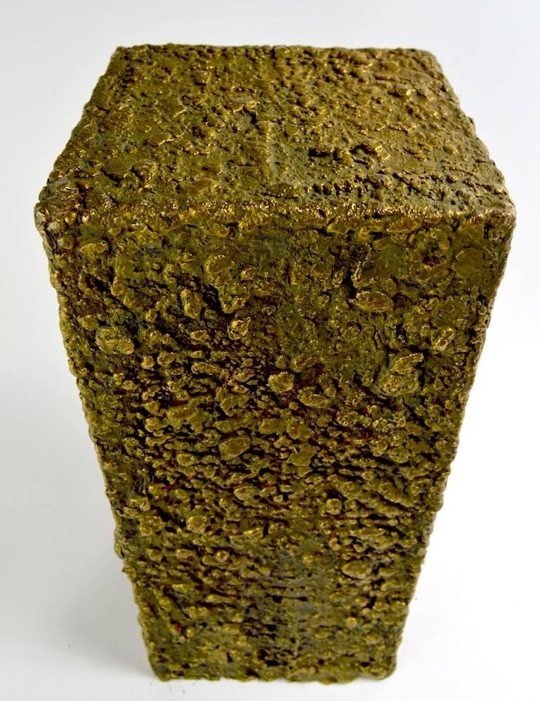 Brutalist Bronze Sculpture Vase Pedestal Attributed to Paul Evans 1