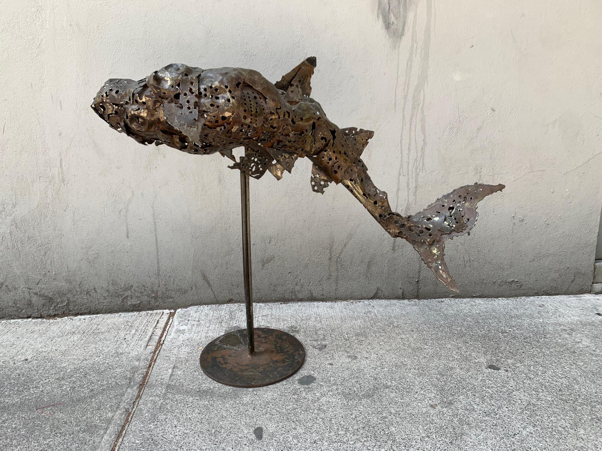 Brutalist Bronze Shark Sculpture 5