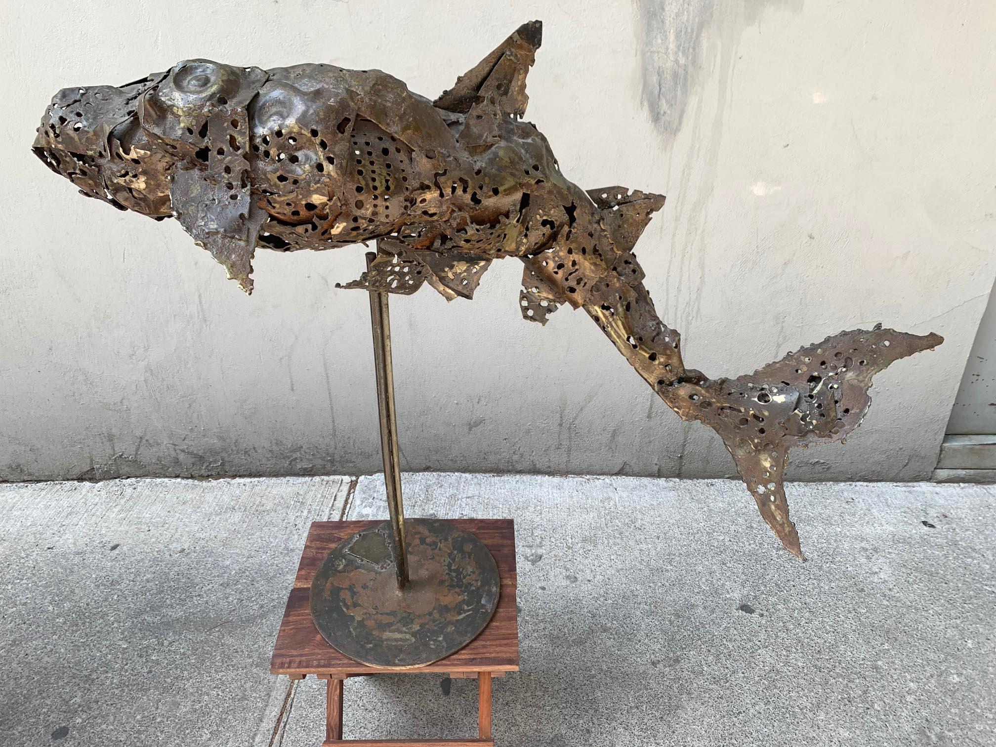 Brutalist Bronze Shark Sculpture 6