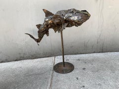Brutalist Bronze Shark Sculpture