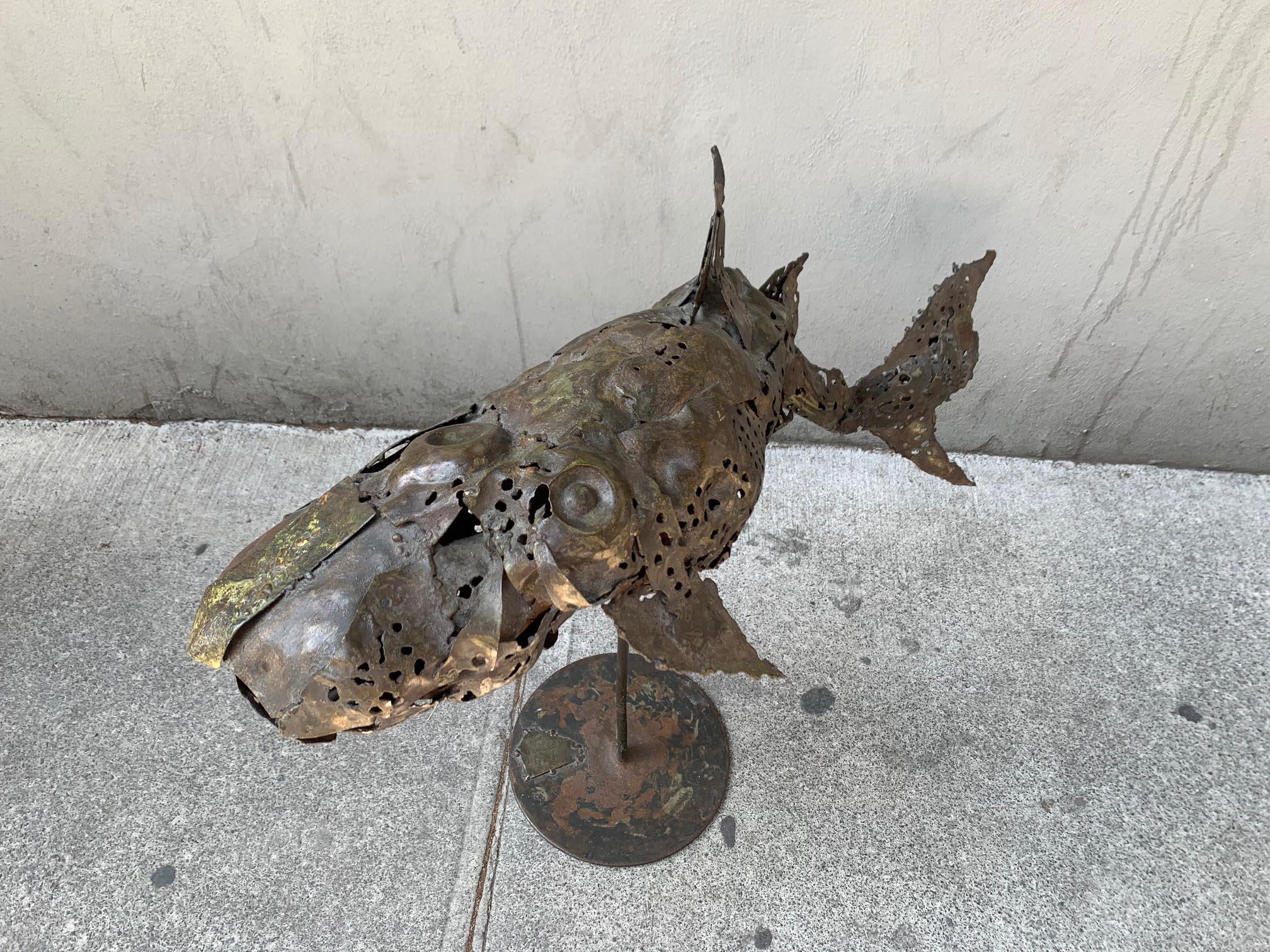 Brutalist Bronze Shark Sculpture 1