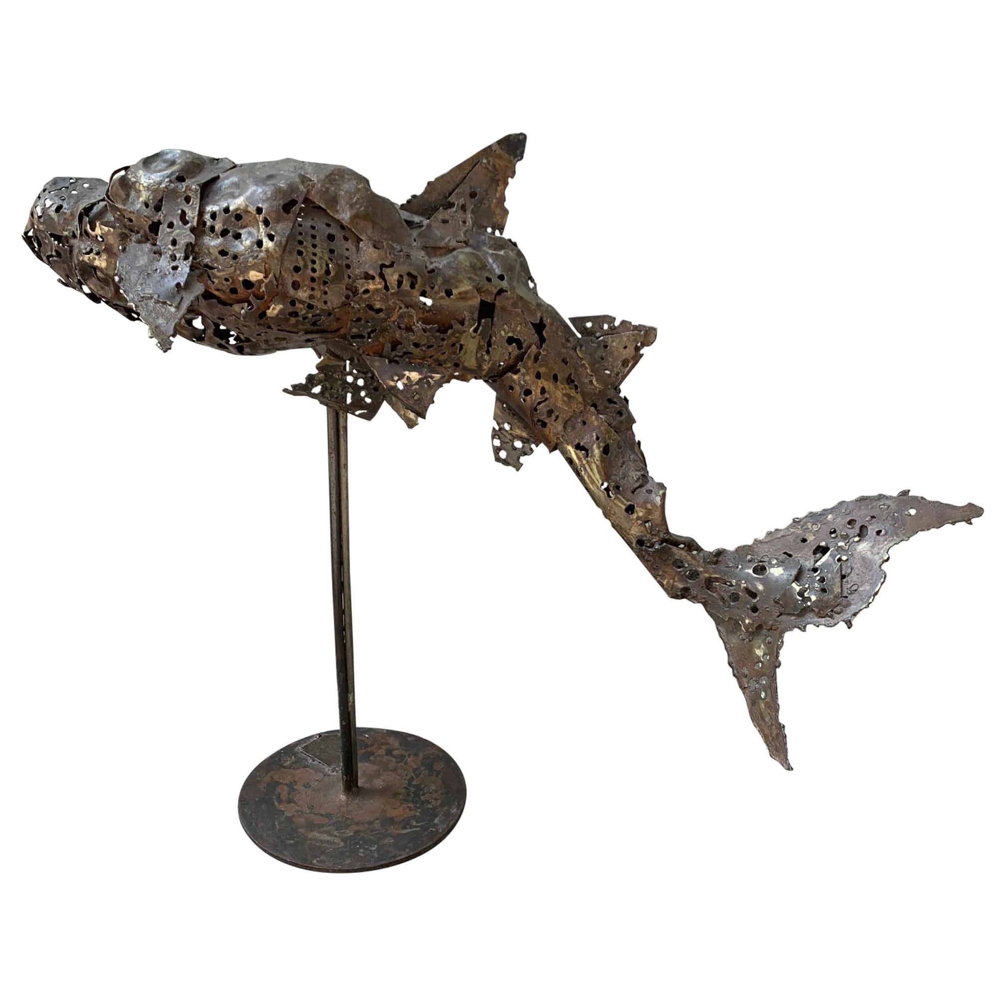 Brutalist Bronze Shark Sculpture
