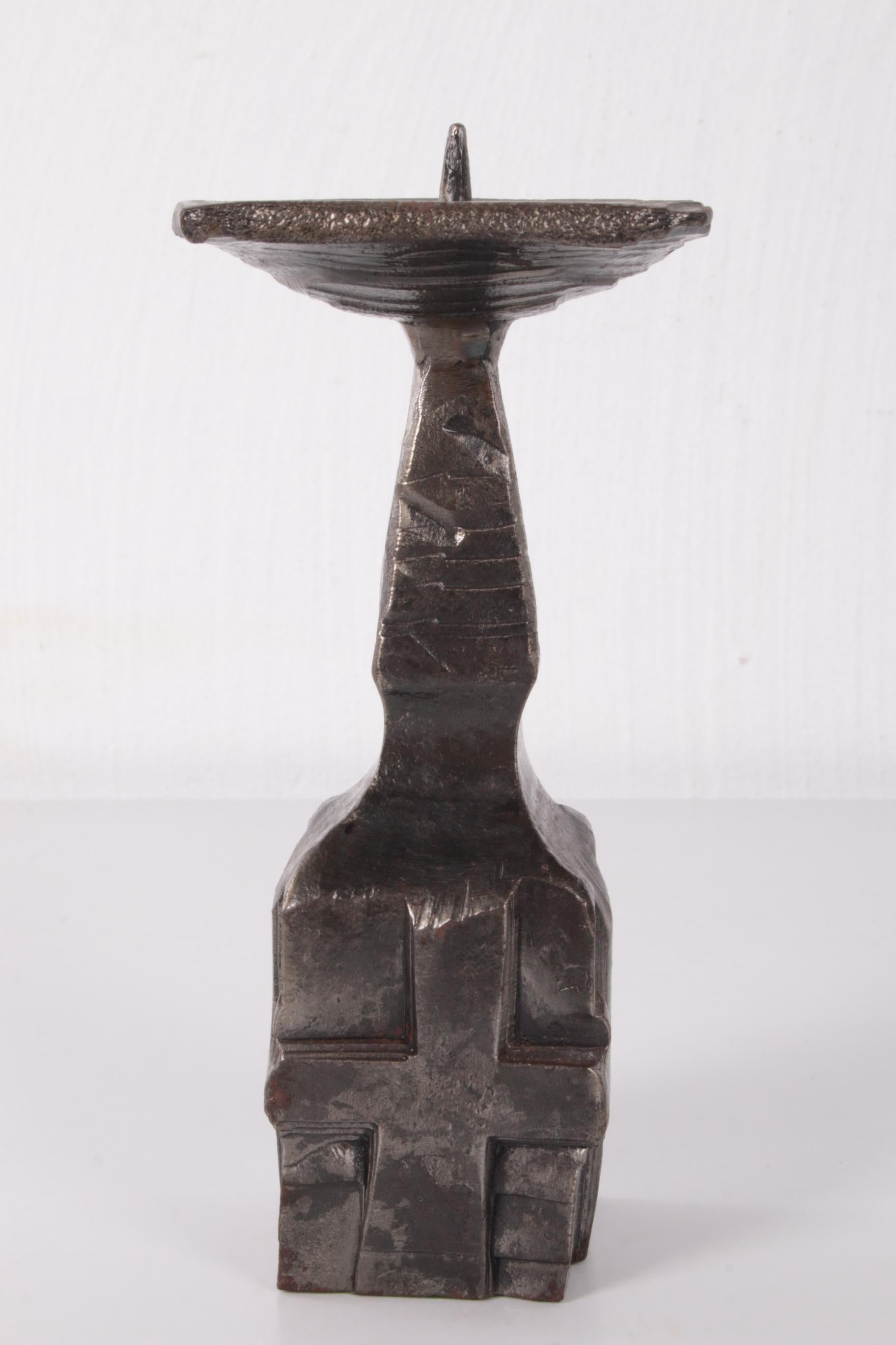 Brutalist Bronze Solid Candlestick In Good Condition In Oostrum-Venray, NL