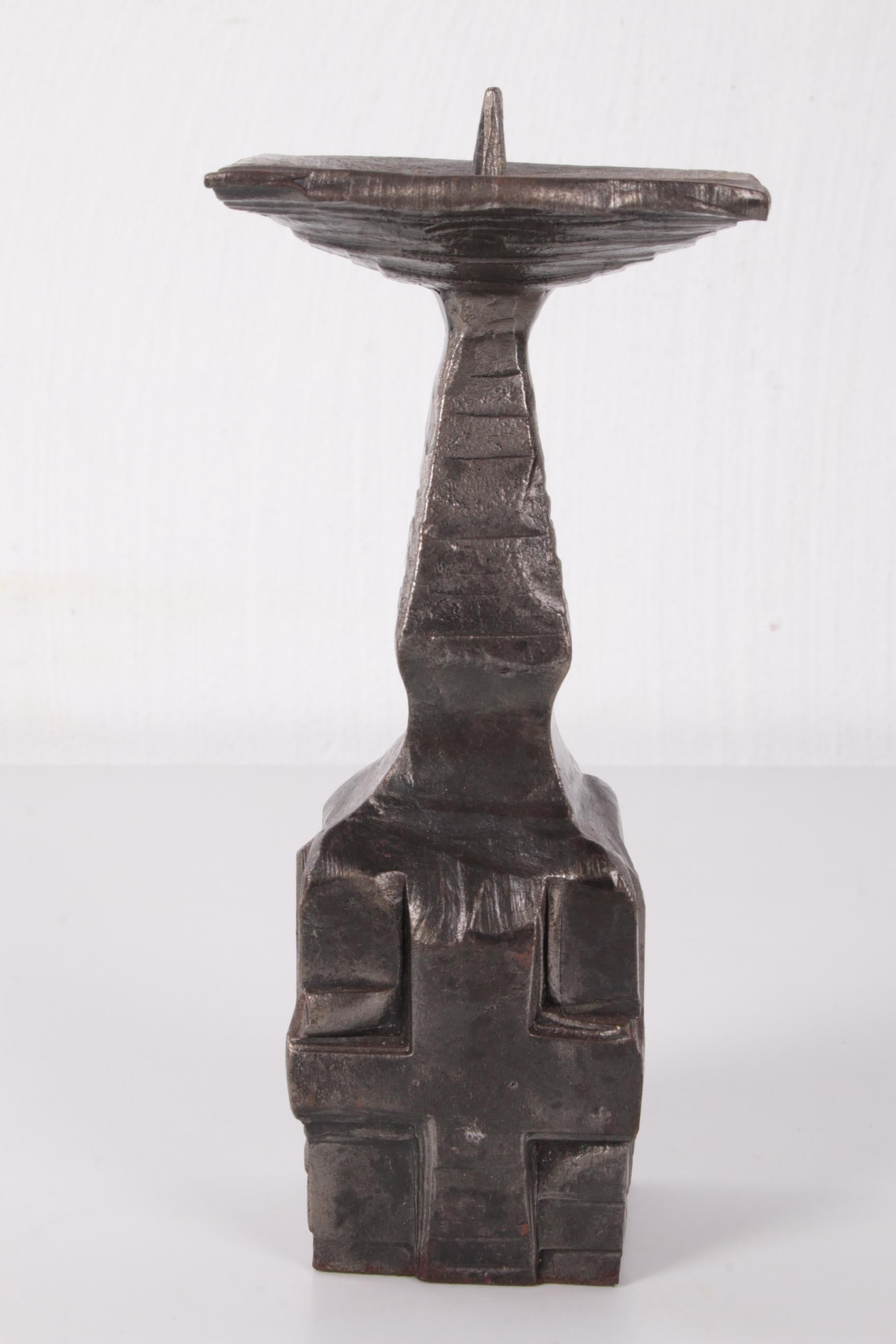 Mid-20th Century Brutalist Bronze Solid Candlestick