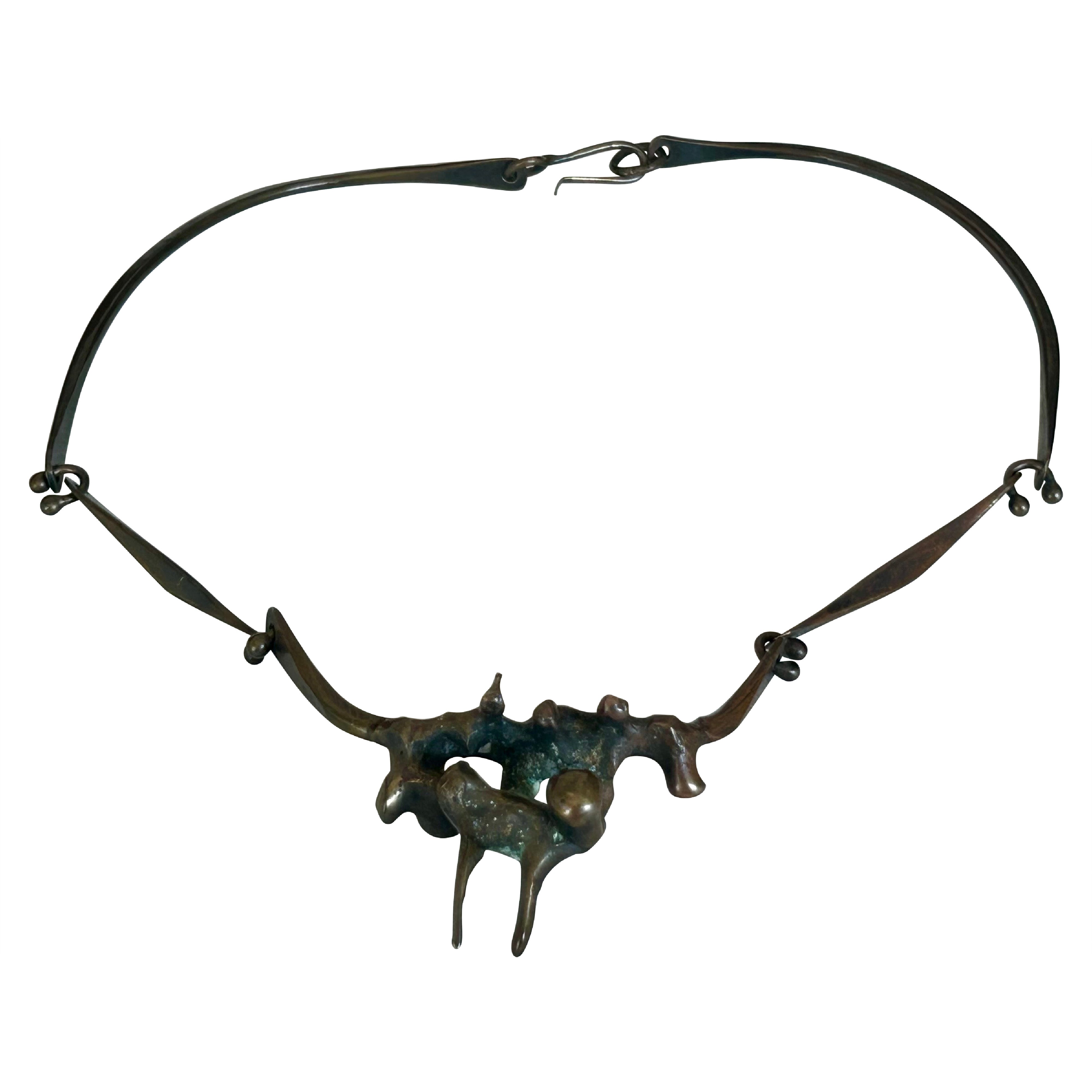 Brutalist Bronze Spore Pendant Jack Boyd, Artisan Jewelry Unisex For Sale