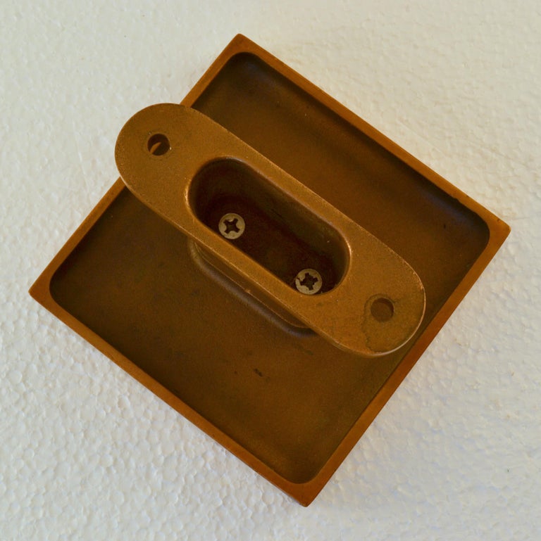 Brutalist Bronze Square Push and Pull Door Handles Pairs for Double