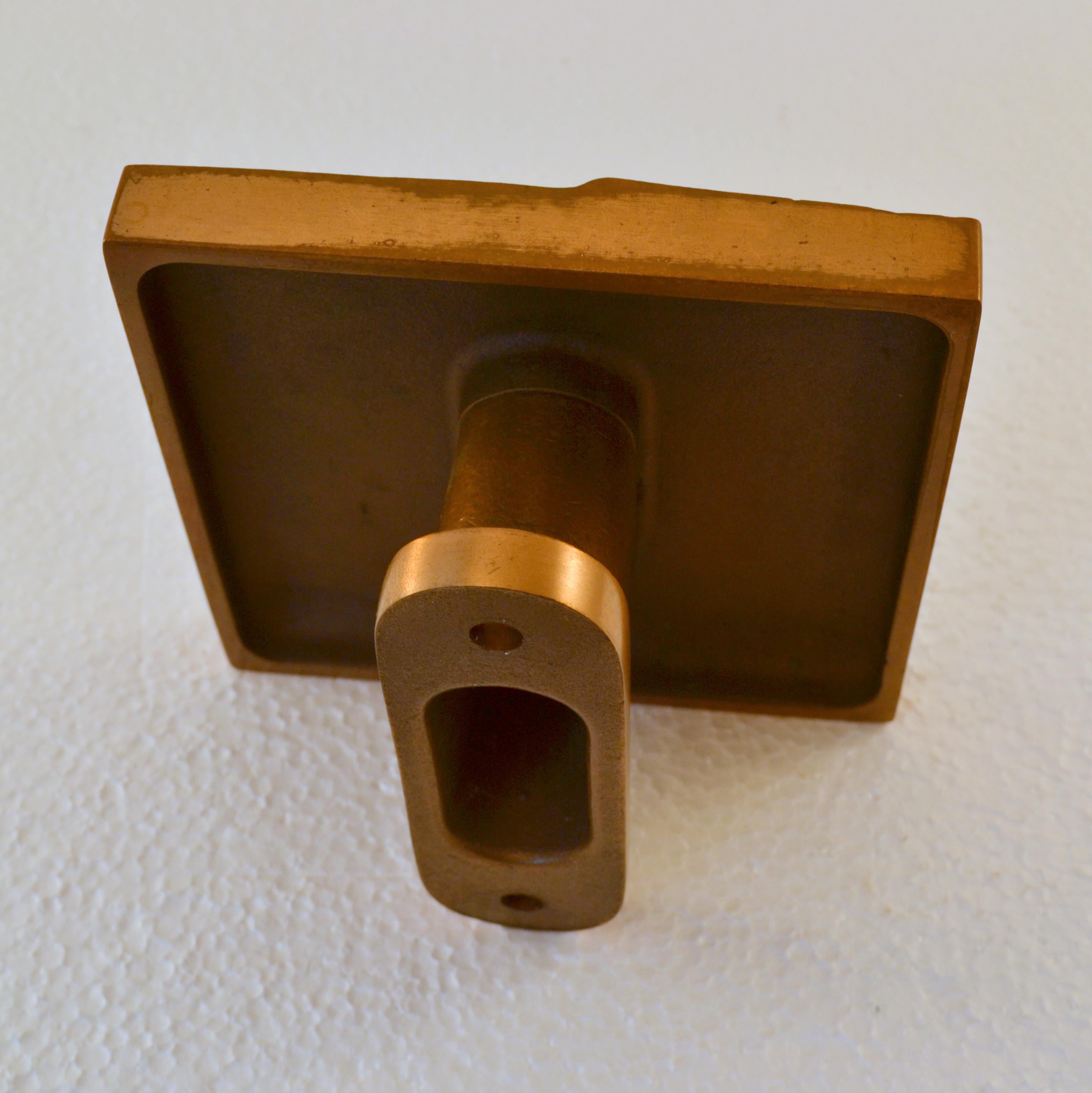 Late 20th Century Square Bronze Push Pull Door Handles for Double Doors For Sale
