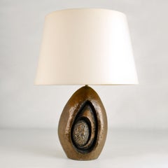 Brutalist Bronze Table Lamp by Robert Phandeve
