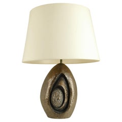 Lampada da tavolo in bronzo brutalista di Robert Phandeve