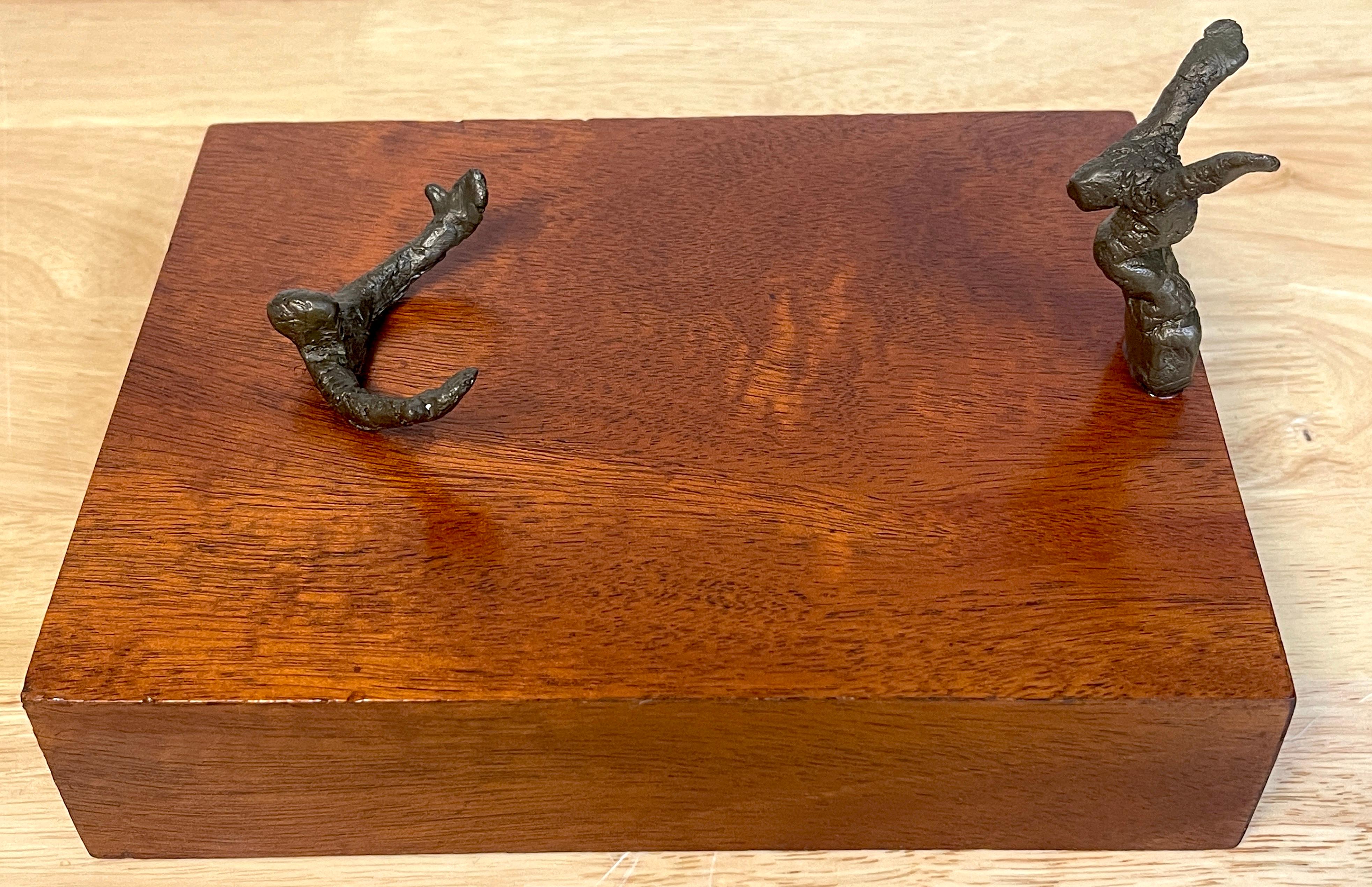 Mid-Century Modern Brutalist Bronze Table Sculpture 'I'll Catch You', Unsigned For Sale