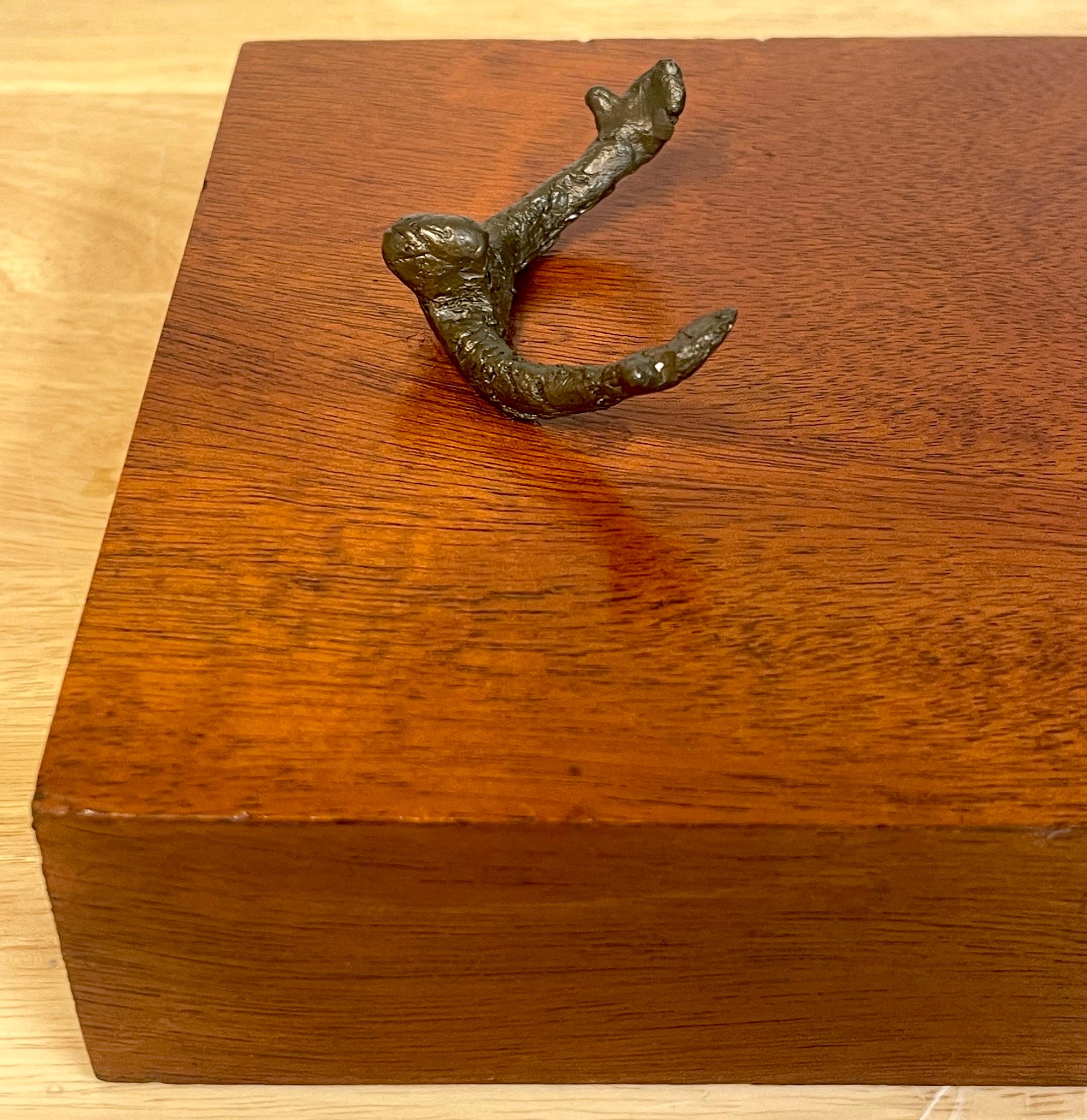 20th Century Brutalist Bronze Table Sculpture 'I'll Catch You', Unsigned For Sale