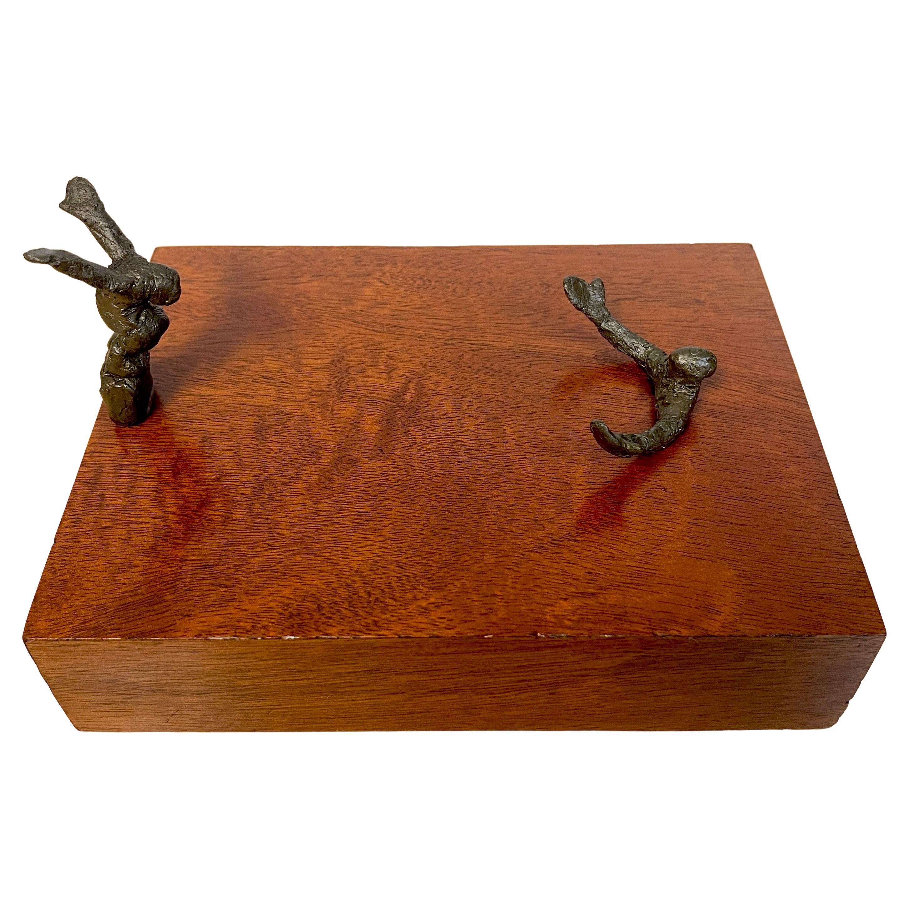 Brutalist Bronze Table Sculpture 'I'll Catch You', Unsigned For Sale