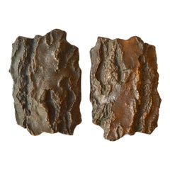 Brutalist Bronze with Tree Bark Design Door Handles for Double Doors